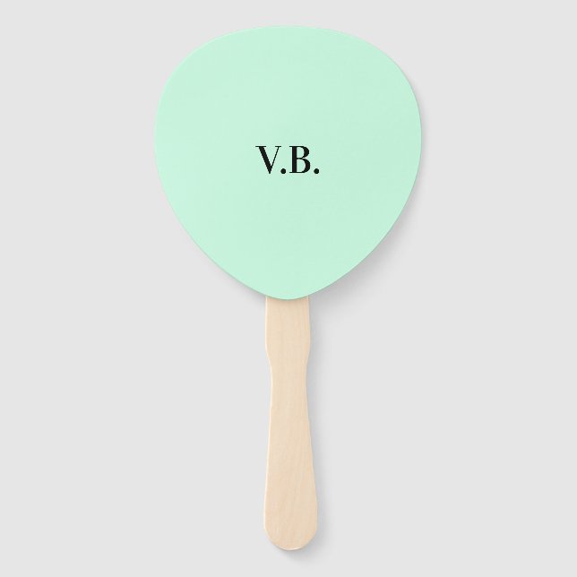 Simple solid colour add name text monogram hand fan (Front)