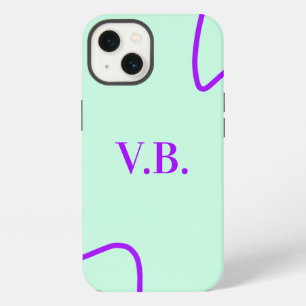 Simple solid colour add name text monogram iPhone 13 case