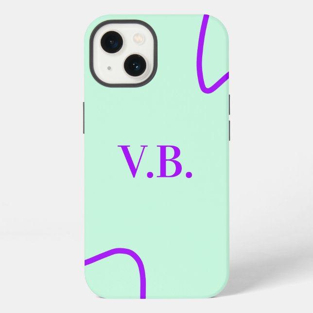 Simple solid colour add name text monogram  iPhone case (Back)