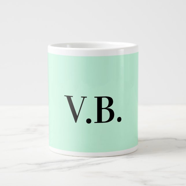 Simple solid colour add name text monogram   large coffee mug (Front)