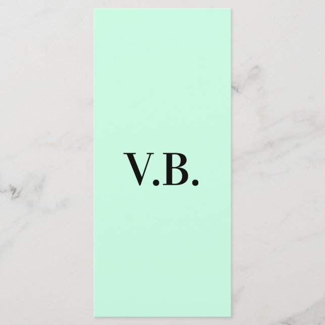 Simple solid colour add name text monogram   menu (Front)
