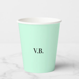 Simple solid colour add name text monogram paper cups