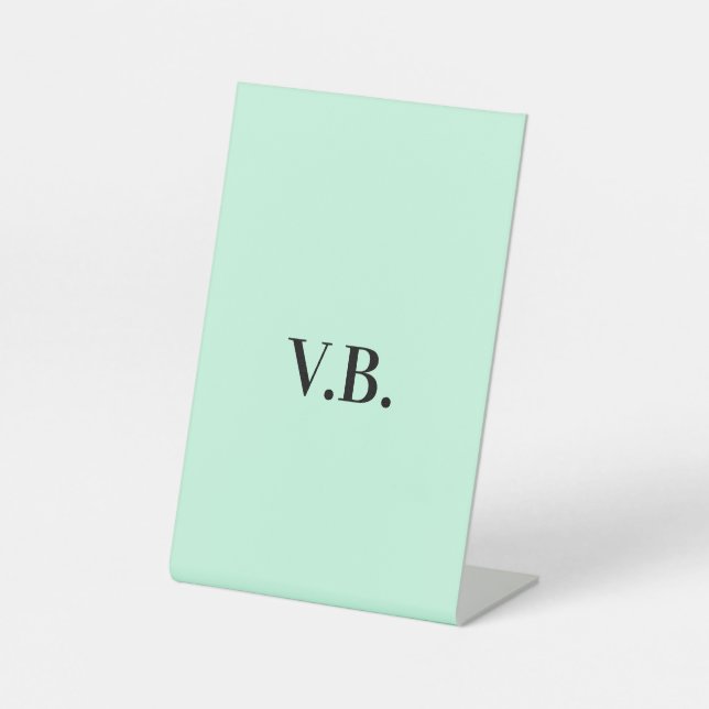 Simple solid colour add name text monogram pedestal sign (Front)