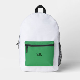 Simple solid colour add name text monogram printed backpack