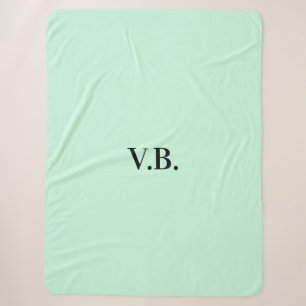 Simple solid colour add name text monogram sherpa blanket