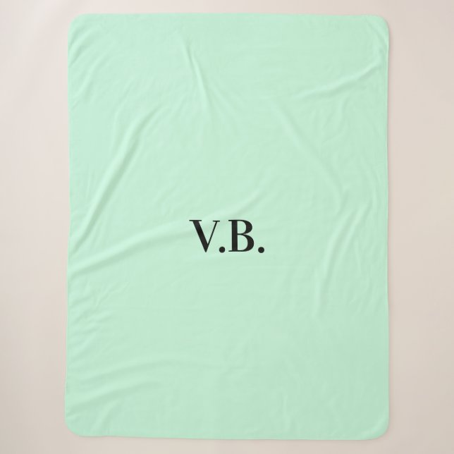 Simple solid colour add name text monogram   sherpa blanket (Front)