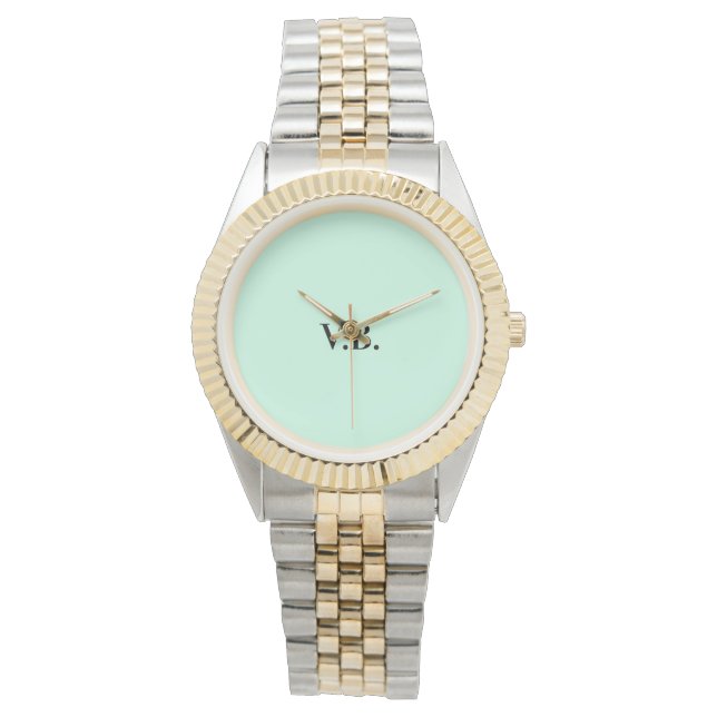 Simple solid colour add name text monogram  watch (Front)