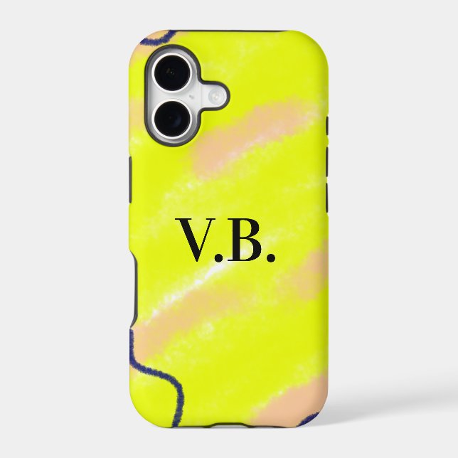 Simple solid colour add name text monogram yellow (Back)