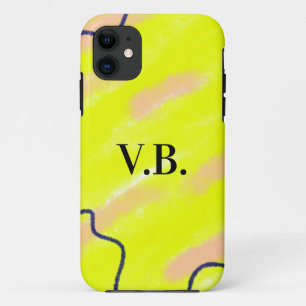 Simple solid colour add name text monogram yellow Case-Mate iPhone case