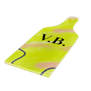 Simple solid colour add name text monogram yellow cutting board