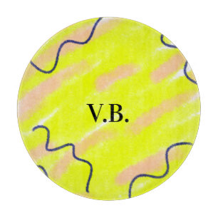 Simple solid colour add name text monogram yellow cutting board