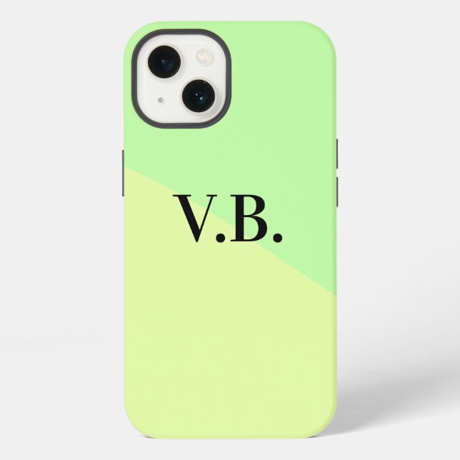 Simple solid colour add name text monogram yellow  iPhone case (Back)