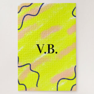 Simple solid colour add name text monogram yellow jigsaw puzzle