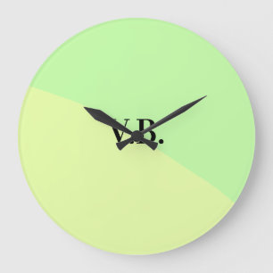 Simple solid colour add name text monogram yellow large clock