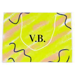 Simple solid colour add name text monogram yellow large gift bag