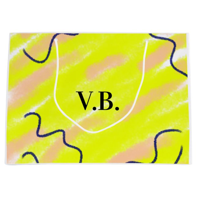Simple solid colour add name text monogram yellow large gift bag (Front)