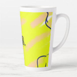 Simple solid colour add name text monogram yellow latte mug