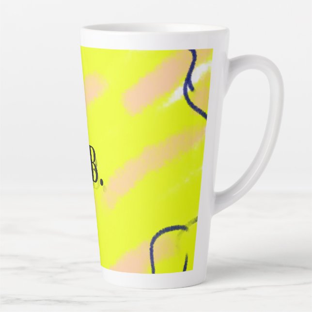 Simple solid colour add name text monogram yellow latte mug (Right)