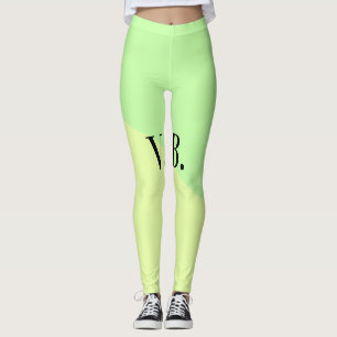 Simple solid colour add name text monogram yellow leggings