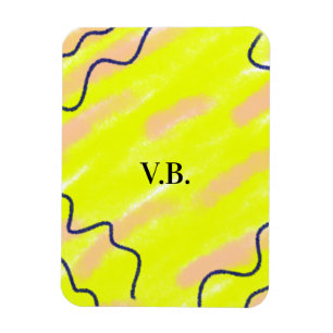 Simple solid colour add name text monogram yellow magnet