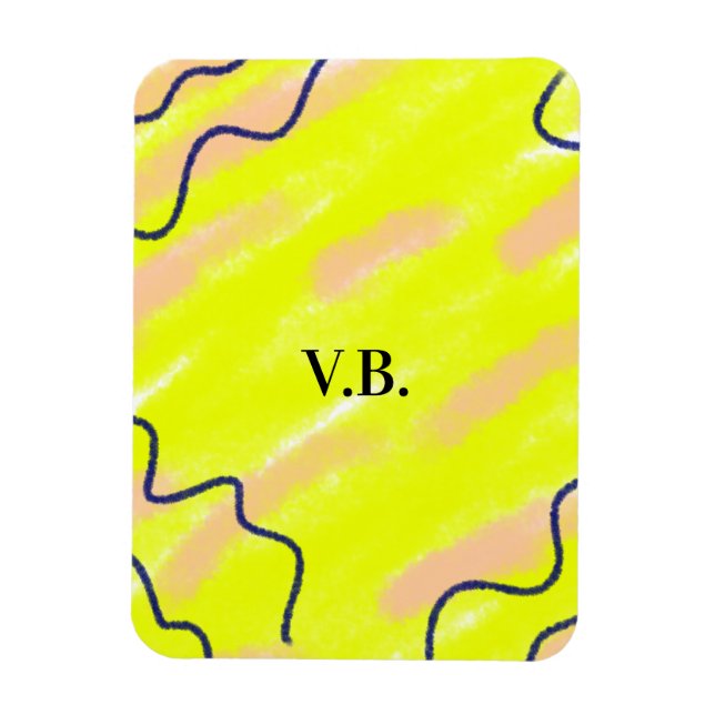 Simple solid colour add name text monogram yellow magnet (Vertical)