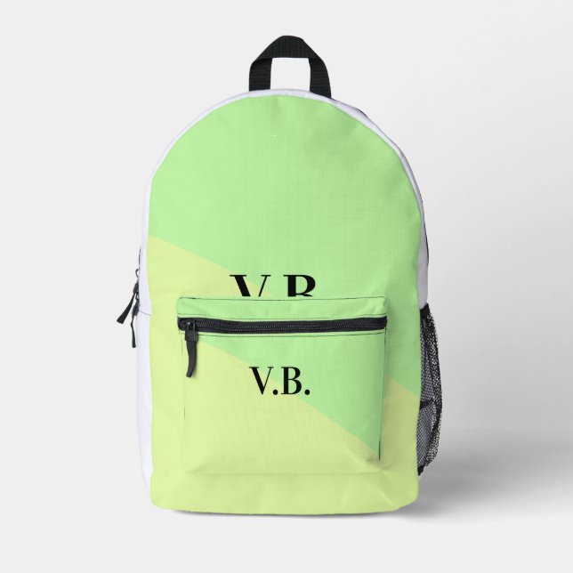 Simple solid colour add name text monogram yellow  printed backpack (Front)