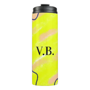 Simple solid colour add name text monogram yellow thermal tumbler