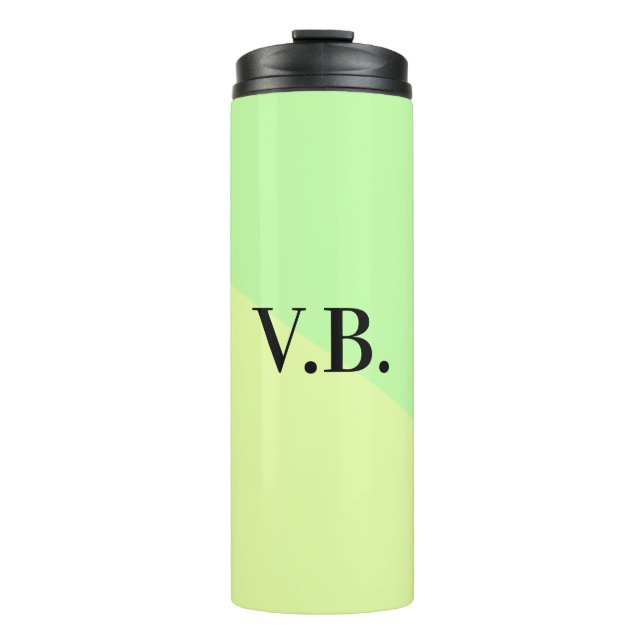 Simple solid colour add name text monogram yellow  thermal tumbler (Front)