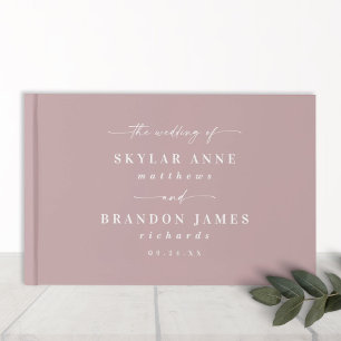 Simple Solid Colour Dusty Mauve Pink Wedding Guest Book