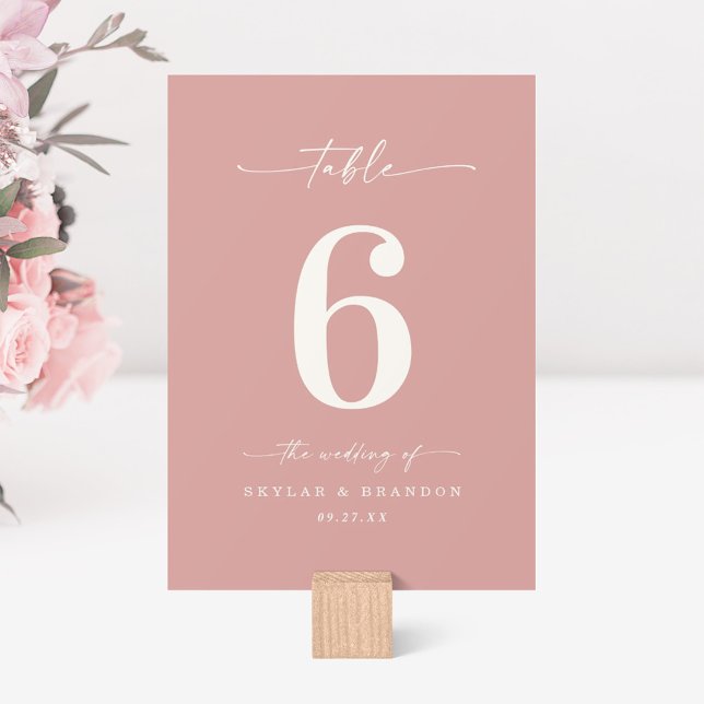 Simple Solid Colour Dusty Rose Pink Wedding Table Number (Creator Uploaded)
