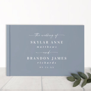Simple Solid Colour Dusty Sky Blue Wedding Guest Book