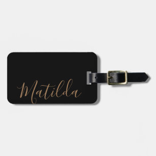 Simple Solid colour Gold Personalised Name Luggage Tag