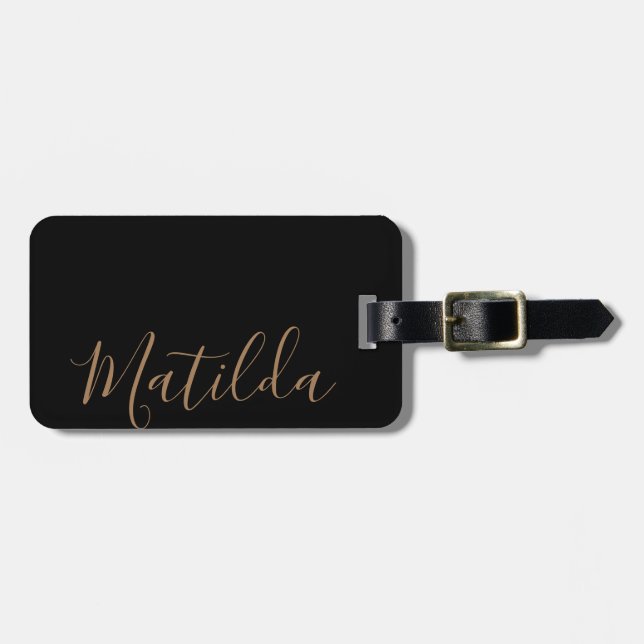 Simple Solid colour Gold Personalised Name Luggage Tag (Front Horizontal)