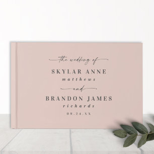 Simple Solid Colour Light Blush Pink Wedding Guest Book