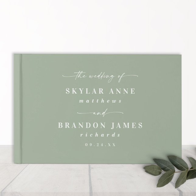 Simple Solid Colour Light Leaf Green Wedding Guest Book (Creator Uploaded)