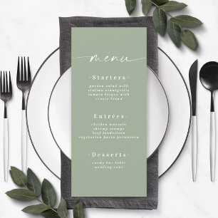 Simple Solid Colour Light Leaf Green Wedding Menu