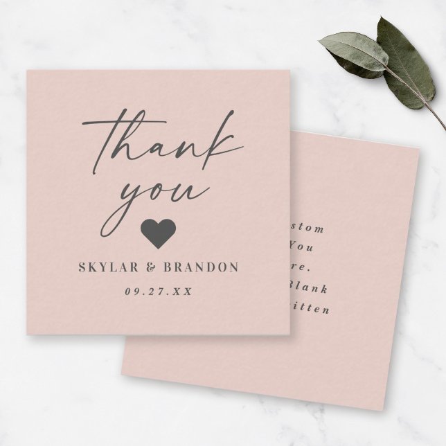 Simple Solid Colour Light Pink Wedding Thank You Card (Creator Uploaded)