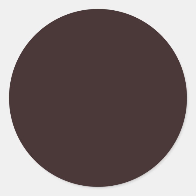 Simple Solid Colour of Dark Brown Classic Round Sticker (Front)