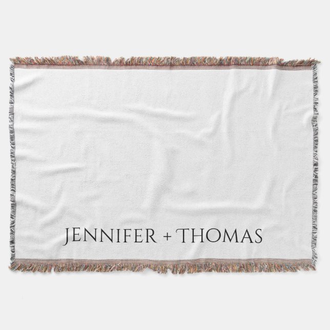 Simple Solid Colour Personalised Name Throw Pillow Blanket (Front)
