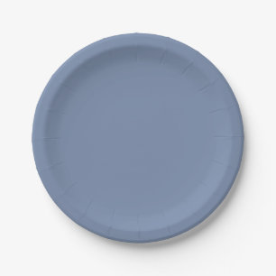 Simple solid colour plain slate blue paper plate