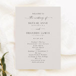 Simple Solid Ecru Ivory Wedding Ceremony Program Programme<br><div class="desc">Simple Solid Gardenia Ecru Ivory Wedding Ceremony Program. This modern minimal Order of Services Card is simple classic and elegant with a plain solid background colour and a pretty signature script calligraphy font with tails. Shown in the new Colorway. Available in several colour options, or feel free to edit the...</div>