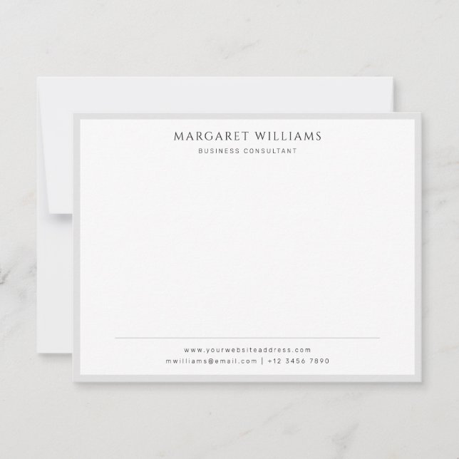 Simple Solid Grey Border Business Professional Card (Front)