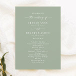 Simple Solid Leaf Green Wedding Ceremony Program Programme<br><div class="desc">Simple Solid Leaf Green Wedding Ceremony Program. This modern minimal Order of Services Card is simple classic and elegant with a plain solid background colour and a pretty signature script calligraphy font with tails. Shown in the new Colorway. Available in several colour options, or feel free to edit the colours...</div>