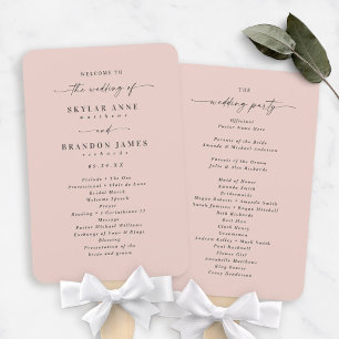Simple Solid Light Pink Wedding Ceremony Program Hand Fan