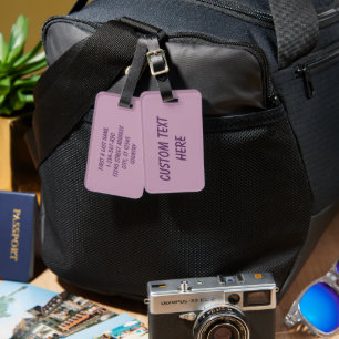 Simple solid mauve mist luggage tag