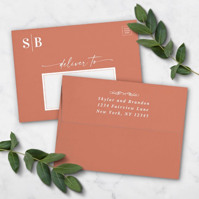 Simple Solid Terracotta A7 5x7 Wedding Invitation Envelope (Creator Uploaded)