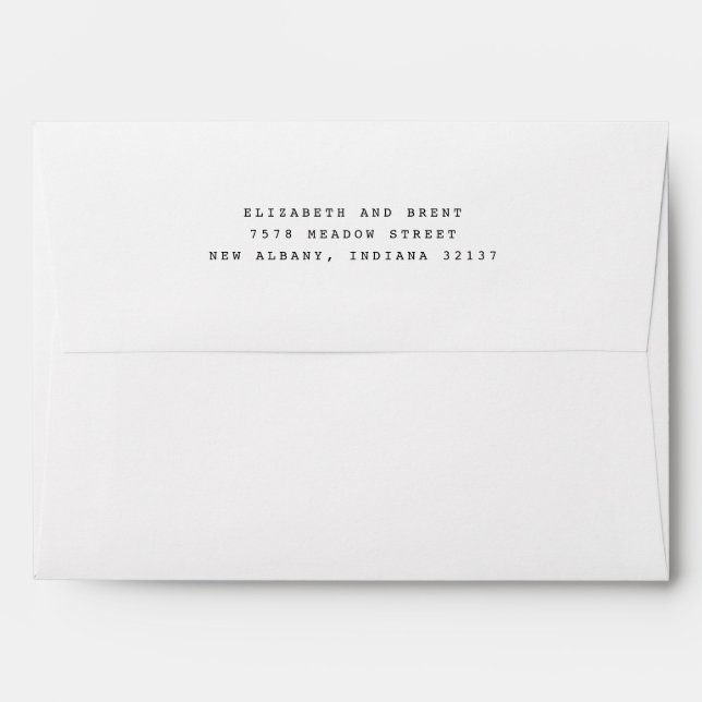Simple Solid White Return Address Wedding Envelope (Back (Top Flap))