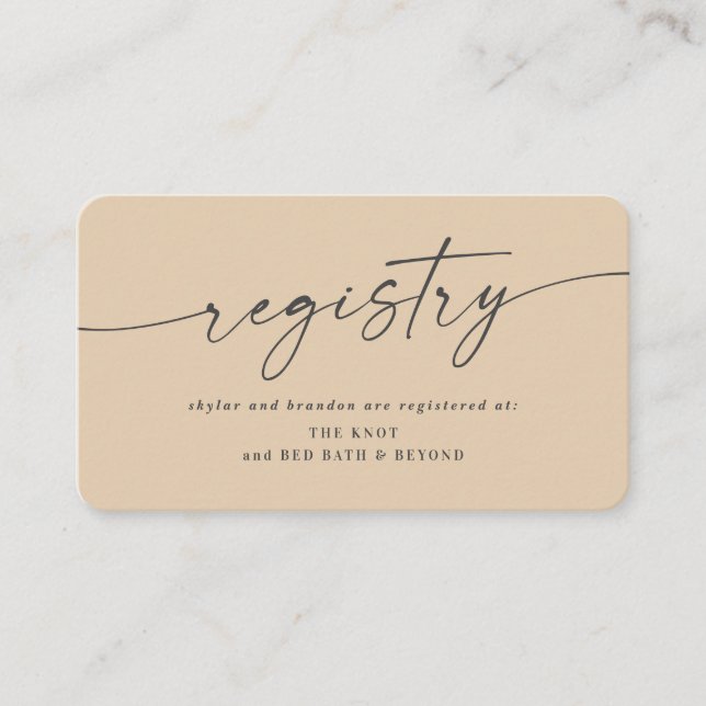 Simple Solid Yellow Colour Wedding Registry Enclosure Card (Front)