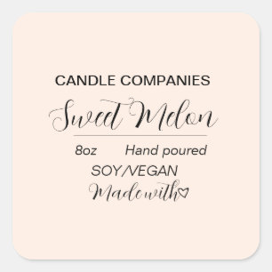 Simple Soy Vegan Candle Maker Business Square Sticker