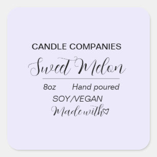 Simple Soy Vegan Candle Maker Business  Square Sticker